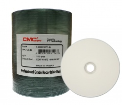 100 Stack - CMC Pro -Taiyo Yuden CD-R 48x White Full Face Inkjet Printable